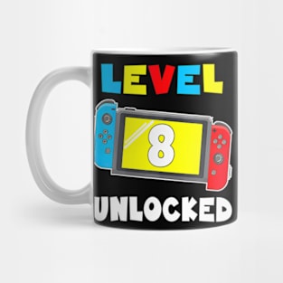 Level 8 Unlocked Gamer 8th Birthday Mug